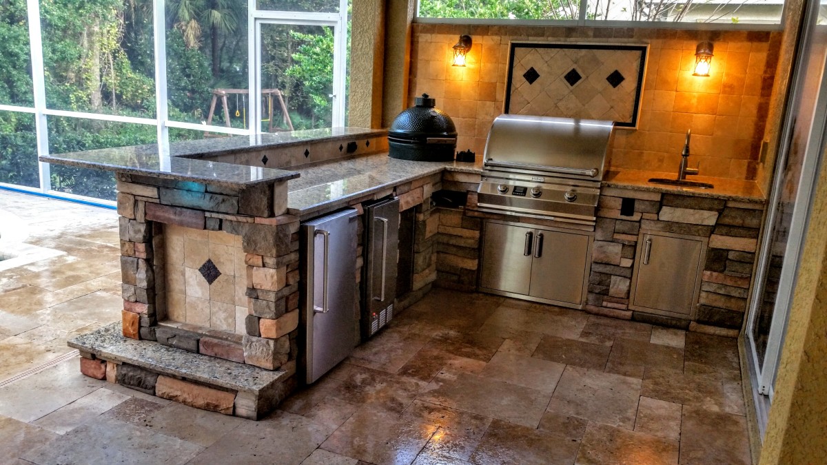 Creative Outdoor Kitchens Beautiful Stonework Outdoor Kitchen And
